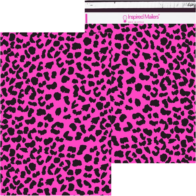 Inspired Mailers - Large Poly Mailers 14.5 x 19-50 Pack - Hot Pink Cheetah - Shipping Bags for Clothing - Mailing Envelopes - Shipping Envelopes - Poly Bags - Image 1